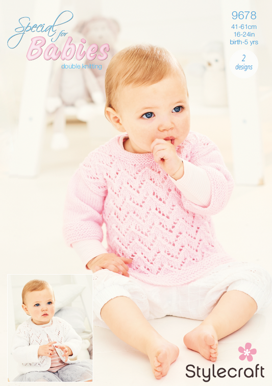 Stylecraft Knitting Pattern 9678 - Children's Cardigan & Sweater in Stylecraft Special For Babies DK (Downloadable PDF)