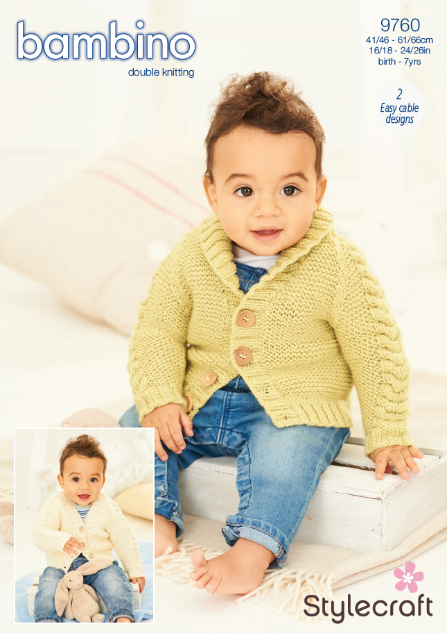 Stylecraft Knitting Pattern 9760 - Cardigans in Stylecraft Bambino DK (Downloadable PDF)
