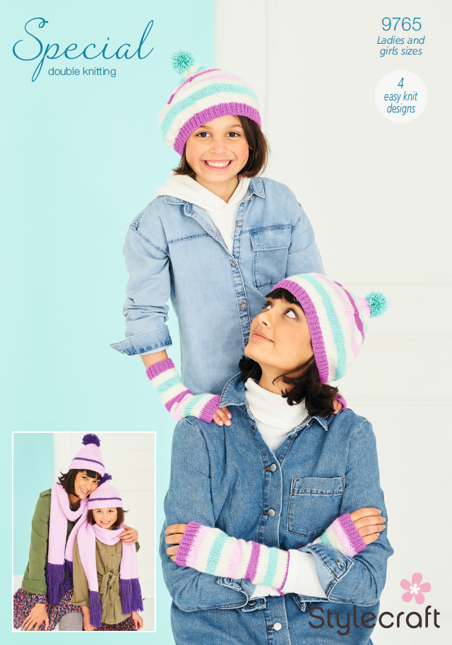 Stylecraft Knitting Pattern 9765 - Ladies Hat, Scarf, Wristwarmers & Accessories in Stylecraft Special DK (Downloadable PDF)
