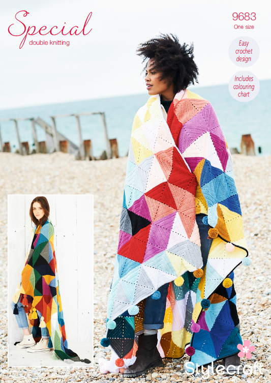Stylecraft Crochet Pattern 9683 - Tessellation Blanket by Helen Boreham in Stylecraft Special DK (Downloadable PDF)