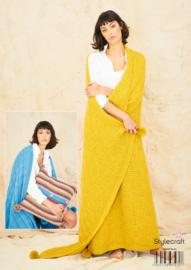 Stylecraft Knitting Pattern 9774 - Blanket & Cushion in Stylecraft Special Chunky (Downloadable PDF)