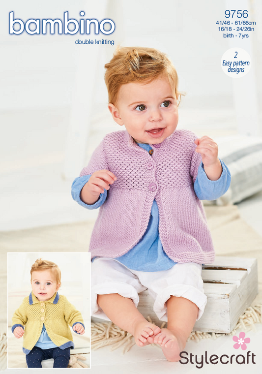 Stylecraft Knitting Pattern 9756 - Children's Coats in Stylecraft Bambino DK (Downloadable PDF)