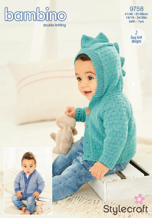 Stylecraft Knitting Pattern 9758 - Children's Jackets in Stylecraft Bambino DK (Downloadable PDF)