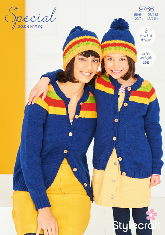 Stylecraft Knitting Pattern 9766 - Ladies & Children's Cardigans & Hats in Stylecraft Special DK (Downloadable PDF)