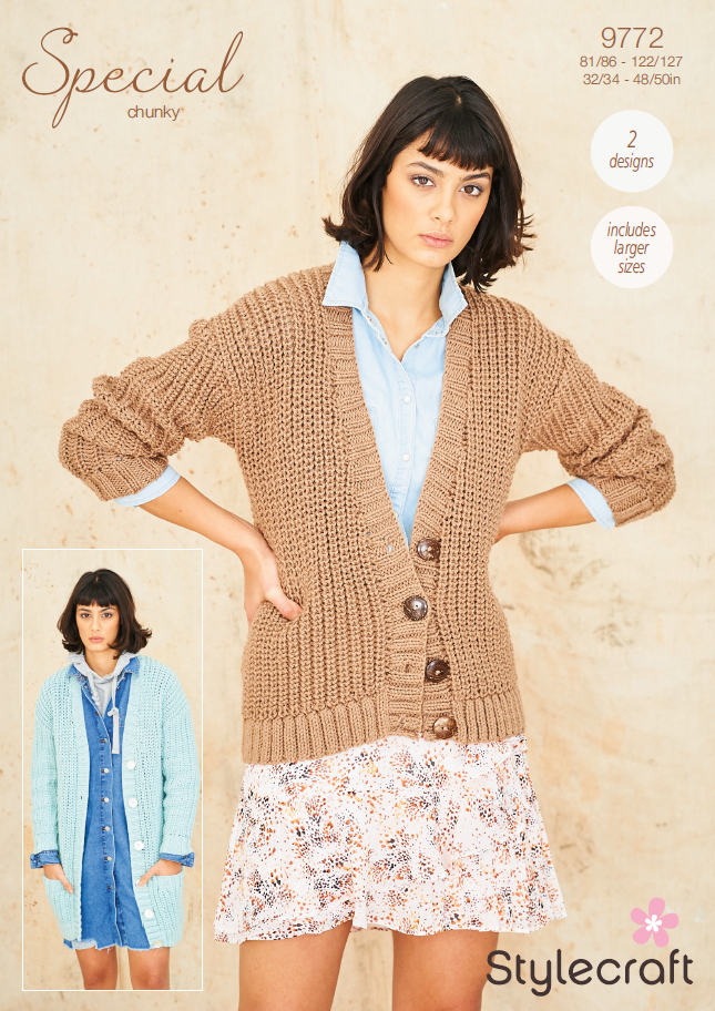 Knitting Pattern 9772 Cardigans Special Chunky