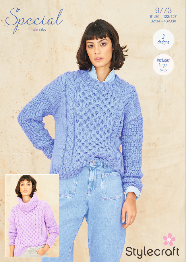 Knitting Pattern 9773 Sweaters Special Chunky