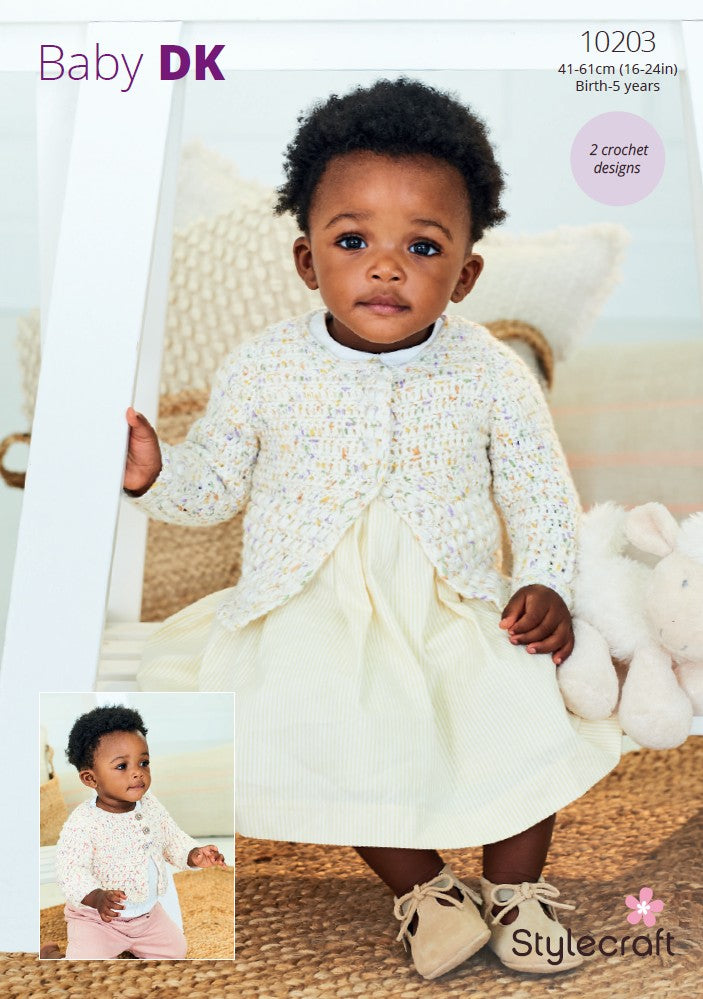 Stylecraft Crochet Pattern 10203 - Cardigans in Bambino Dotty DK