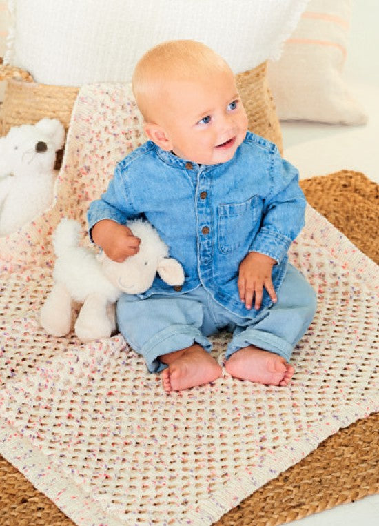 Stylecraft Knitting Pattern 10201 - Sweater_Hat and Blanket in Bambino Dotty DK Pattern 2