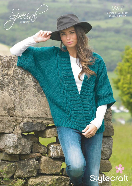 Stylecraft Knitting Pattern 9077 - Sweater in Stylecraft Special Chunky