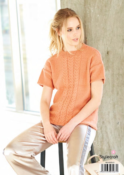 Stylecraft Knitting Pattern 9393 - Ladies Sweater_Topin Stylecraft Special DK 2